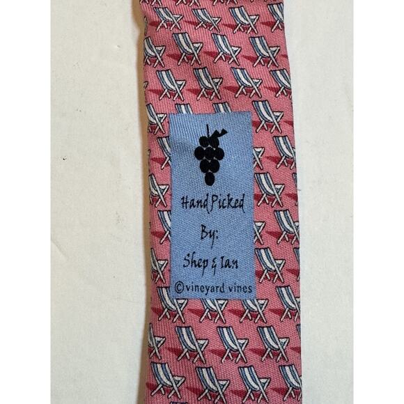 Vineyard Vines Pink Silk Tie Beach Chairs Preppy Summer - Picture 7 of 8